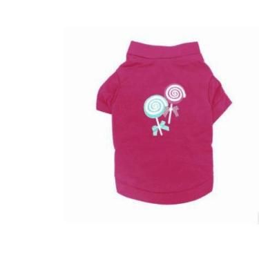 Imagem de Camisetas sem mangas roupas colete verão rosa princesa pirulito roupas para animais de estimação cão Winsee conjunto de coleira e cachorro (como mostrado, M)
