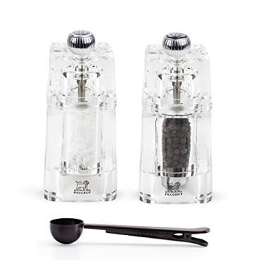 Imagem de Peugeot Chaumont – Moedor de sal e pimenta de acrílico, 11 cm, transparente – com colher de tempero/clipe de saco de aço inoxidável