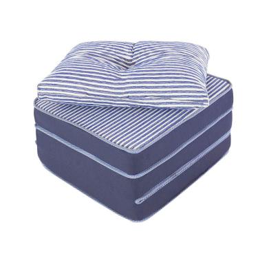 Imagem de Puff Multiuso 3 em 1 Solteiro Jacquard Azul + Travesseiro