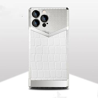 Imagem de Capa de telefone de pele de crocodilo rômbica galvanizada para iphone14 13 pro max, T7, para iPhone 14