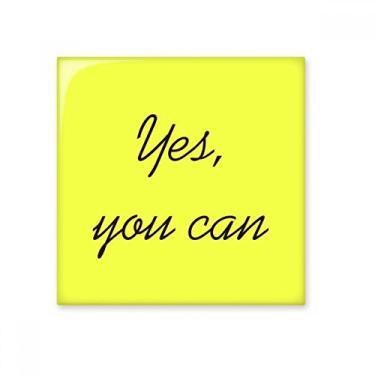 Imagem de Adesivo brilhante de azulejo de cerâmica com citação inspiradora Yes You Can