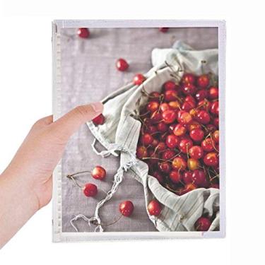 Imagem de Caderno fotográfico de frutas vermelhas temperadas com folhas soltas diário recarregável