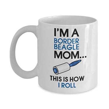Imagem de DogsMakeMeHappy Caneca de café Border Beagle - I'm a Border Beagle mom - This is how I roll - Presentes para mãe Beagle Border