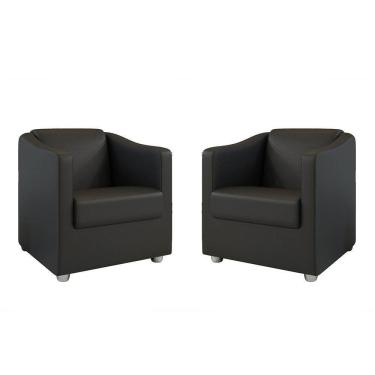 Imagem de Kit 2 Poltronas Decorativa Tilla Corino Preto