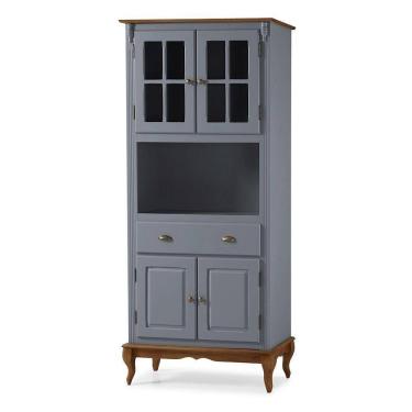 Imagem de Cristaleira Lateral Com 2 Portas Madeira, 2 Portas Vidro, 1 Gaveta E 1 Nicho - M560810 - Verniz