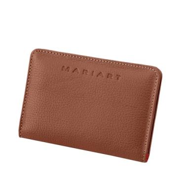Imagem de Carteira Feminina de Couro Bovino Legítimo p/Cartões, RG, Cédulas Dobradas Mariart Garnet (Camel)