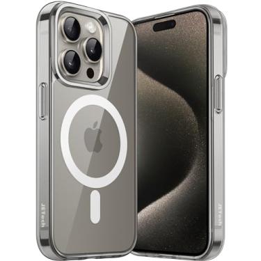 Imagem de JETech Capa Magnética para iPhone 15 Pro Max 6,7 Polegadas Compatível com o Carregamento sem fio MagSafe, Capa para Celular à Prova de Choque, Parte Traseira Claro Anti-Riscos (Titânio Natural)