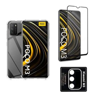 Imagem de Capa Capinha Antishock + Película 9D 3d Nano Blindada + Película Câmera Compatível Xiaomi Poco M3