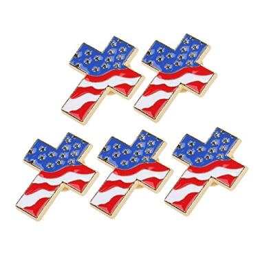 Imagem de 5 pçs emblema do dia da independência chapéu americano dos Estados Unidos feminino broche liga emblema feminino lapela pin terno esmalte clipe suéter clipe masculino e feminino liga