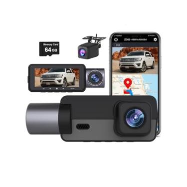 Imagem de XRC TECH Câmera veicular de 3 canais para carros, DVR de três vias frontal interna Reae 1440P + 1080P + 1080P, controle de aplicativo WiFi integrado, rastreador GPS, visão noturna infravermelha,