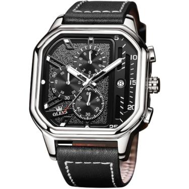 Imagem de Relógio de pulso masculino OLEVS Pro Diver Elegante, de aço inoxidável, pulseira de silicone, com cronógrafo, à prova d'água, relógio masculino com mostrador grande