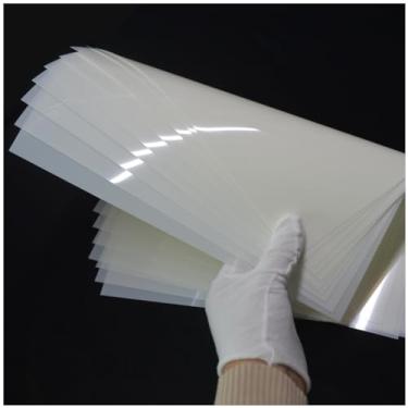 Imagem de Folha de estêncil translúcida em branco Mylar para Cricut, pacote com 8 30,5 x 61 cm 10 mm/0,25 mm de espessura. Presente, silhueta, material de molde de acetato, folhas de plástico para artesanato