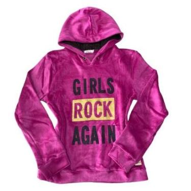 Imagem de Blusa De Frio Moletom Menina Veludo Estilosa Fechada Capuz-Feminino