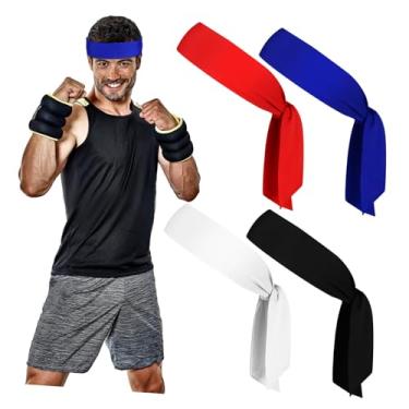Imagem de 4 peças bandanas de cabelo para homens faixas de cabelo para homens faixas de cabeça para homens tiara yoga faixa de cabeça masculina faixa de suor faixa de exercício faixa de suor para homens e mulhe