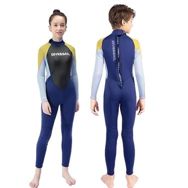 Imagem de Roupa de mergulho infantil para meninos e meninas e crianças de 2,5 mm neoprene roupa de banho completa com zíper nas costas traje de banho para manter o corpo inteiro aquecido para mergulho, natação, surfe, snorkeling tamanho 10