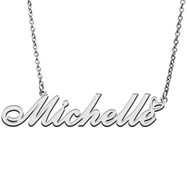 Imagem de RONKAH Colar de nome personalizado personalizado com coração colar de nome personalizado para mulheres colar de moda pessoal melhor presente para menina, mãe, filha, amizade, Natal, aniversário,