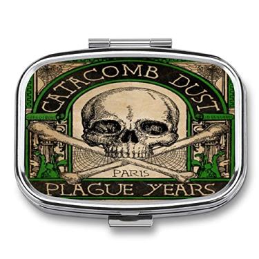 Imagem de DingRound Organizador de comprimidos de metal com 2 compartimentos, portátil, caixa compacta e portátil para guardar vitaminas/Tylenol/óleo de peixe/suplementos/remédios/tablet para bolsa/bolso