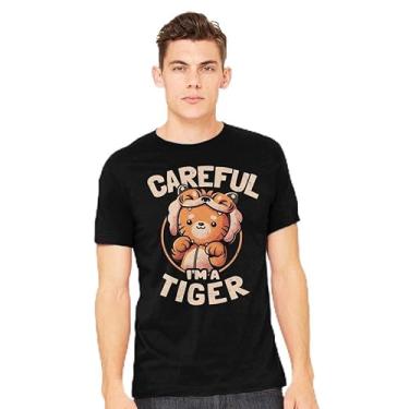 Imagem de TeeFury - Careful I'm A Tiger - Camiseta masculina animal, gato,, Pó azul, GG