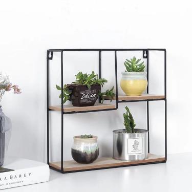 Imagem de Prateleira De Ferro Suporte De Parede Mdf E Metal