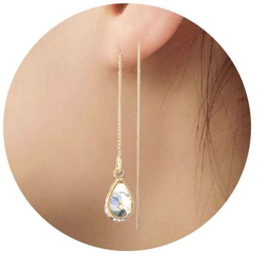 Imagem de Brincos Femininos Longo Pingente Pedra Strass Moda Mulheres