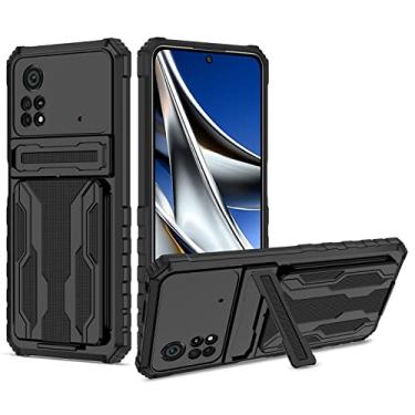 Imagem de Zoeirc Capa para Poco X4 Pro 5G, 2201116PG Capa carteira com suporte para cartão destacável, capa protetora resistente à prova de choque para celular Xiaomi para Poco X4 Pro 5G preta