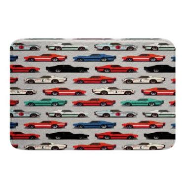 Imagem de Tapetes de banheiro de carro de corrida, esportes, carro, banheiro, tapetes de decoração com tema esportivo extremo, tapetes de banheiro para absorção de água, carro, esportes, competição, tapete, entrada, quarto, 40,64 x 60,96 cm, cinza
