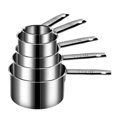Imagem de Copos de medição de aço inoxidável, conjunto de medição empilhável de 5 peças, utensílios de cozinha 30 ml, 60 ml, 80 ml, 125 ml, 250 ml, prata
