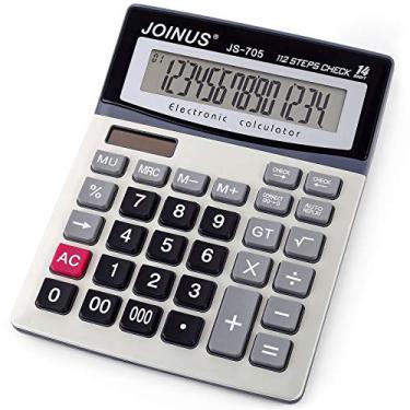 Imagem de Calculadora de mesa grande com visor LCD de 14 dígitos com função de verificação e correta, calculadora de energia dupla de bateria solar, calculadora eletrônica de chaves de computador grande para es