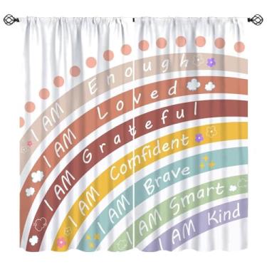 Imagem de FengMingRui Cortina boho arco-íris sala de aula canto de leitura tipo incrível corajoso decoração arco-íris inteligente cortinas de janela centro de livros casa quarto sala de jogos crianças meninos