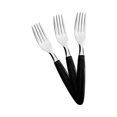 Imagem de KIT - 6 Garfos de Mesa Ipanema Lâmina em Aço Inox Cabo Preto GPTOP - T