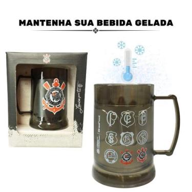 Imagem de Caneca Copo Preto Gel 300Ml Isolante Térmico Chopp Cerveja - Brasfoot