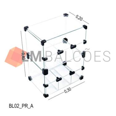 Imagem de Baleiro Expositor Preto de Vidro - 0,30 x 0,40 x 0,20m - LM Balcoes