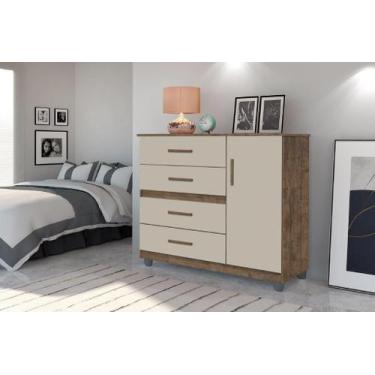 Imagem de Cômoda Organizadora PR 4 Gavetas Cor Canela / Off White - SM