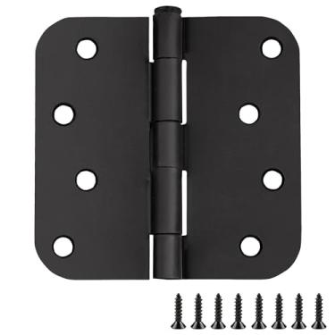 Imagem de Design House 188961 5/8" Radius Corner Steel Door Hinge Hardware Porta Dobradiças Portas Interiores, 4" x 4", Preto Fosco, Pacote com 3