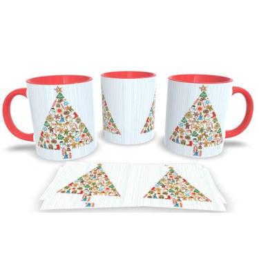Imagem de Canecas Vermelha de Porcelana Personalizadas  Arvore de Natal - Estamp