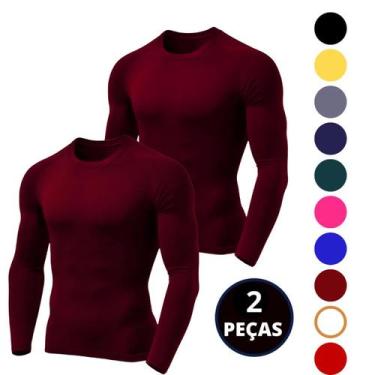 Imagem de Kit 02 Camiseta Térmica Proteção UV Manga Longa - Vulc, Kit02, Bordô, 