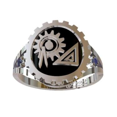 Imagem de Anel De Formatura De Engenharia de Produção Em Prata 950k - Vieira Cru