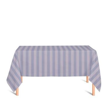 Imagem de Toalha de Mesa Retangular em Tecido Jacquard Cinza Listrado Tradiciona