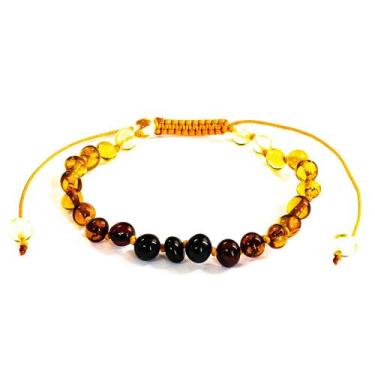 Imagem de Pulseira e Tornozeleira Regulável (15cm) Âmbar Báltico Arco-Íris Polid