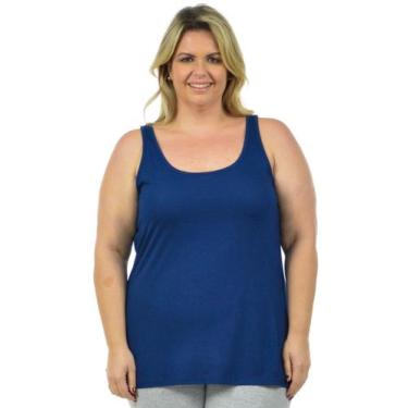 Imagem de Regata longa londres plus size fenomenal(sem elasticidade), Azul marin