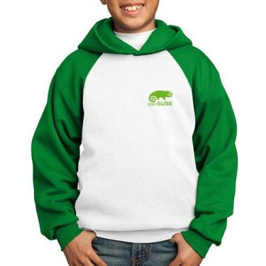 Imagem de Moletom Infantil openSUSE Linux - Foca na Moda, Branco, Verde, 8