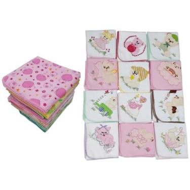 Imagem de 10 Cueiros Estampados + 10 Cueiros Bordados - Com Croche - Dugu, Femin