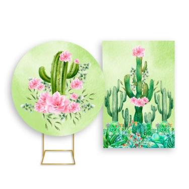 Imagem de Painel De Festa Redondo 1,50x1,50 + Painel Vertical 1,50x2,20 - Cacto 