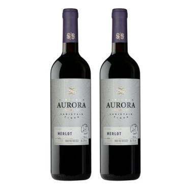 Imagem de Kit 2 Un Vinho Aurora Varietal Merlot 750 ml
