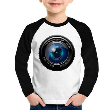 Imagem de Camiseta Raglan Infantil Lente Câmera Manga Longa - Foca na Moda, Bran