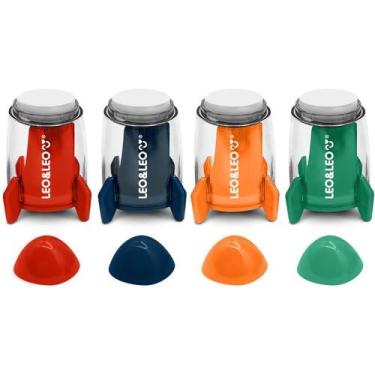 Imagem de Apontador com Depósito Dino Space Foguete 4 Cores Pote com 12 Unidades