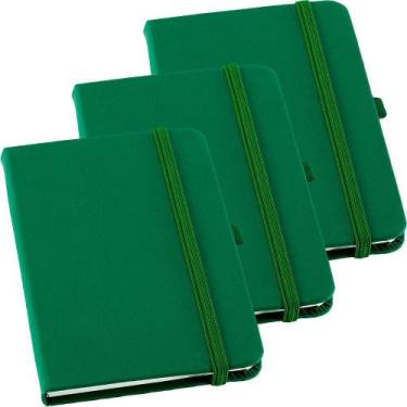 Imagem de Kit 3x Caderneta de Anotações 9x14cm 80 Fls Sem Pauta Verde - TopGet