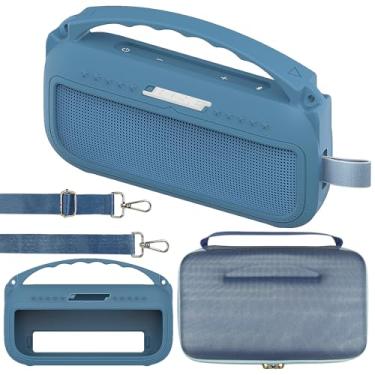 Imagem de JCHPINE Capa de silicone e capa rígida de viagem para alto-falante portátil Bose SoundLink Flex Bluetooth, suporte protetor para acessórios de alto-falante Bose SoundLink Flex (capa azul)