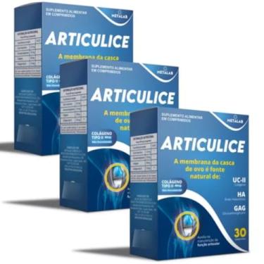 Imagem de Suplemento Colágeno UCII, Colágeno Tipo 2, Ácido Hialurônico, Glicosaminoglicano, Articulice Combo com 3 Caixa C/30comp Similar Fortice