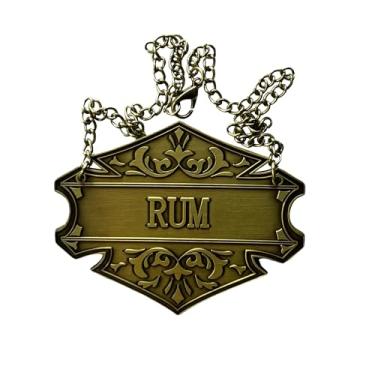Imagem de 1 etiqueta de decantador de bebidas com corrente ajustável - 6 x 5 cm - Etiqueta de rum de garrafa elegante para bares e festas em casa